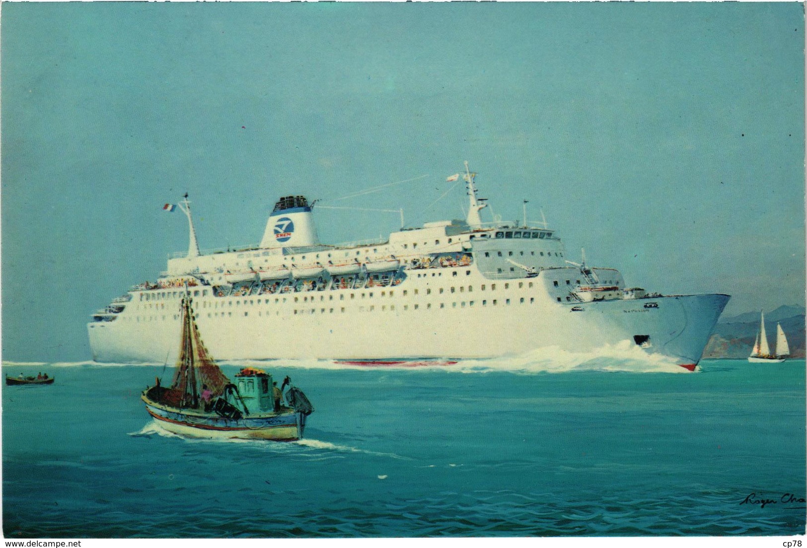 PAQUEBOT CAR-FERRY "NAPOLEON" Ste Nationale Maritime CORSE MEDITERRANEE - Plan Rare - Très Bon état - Steamers