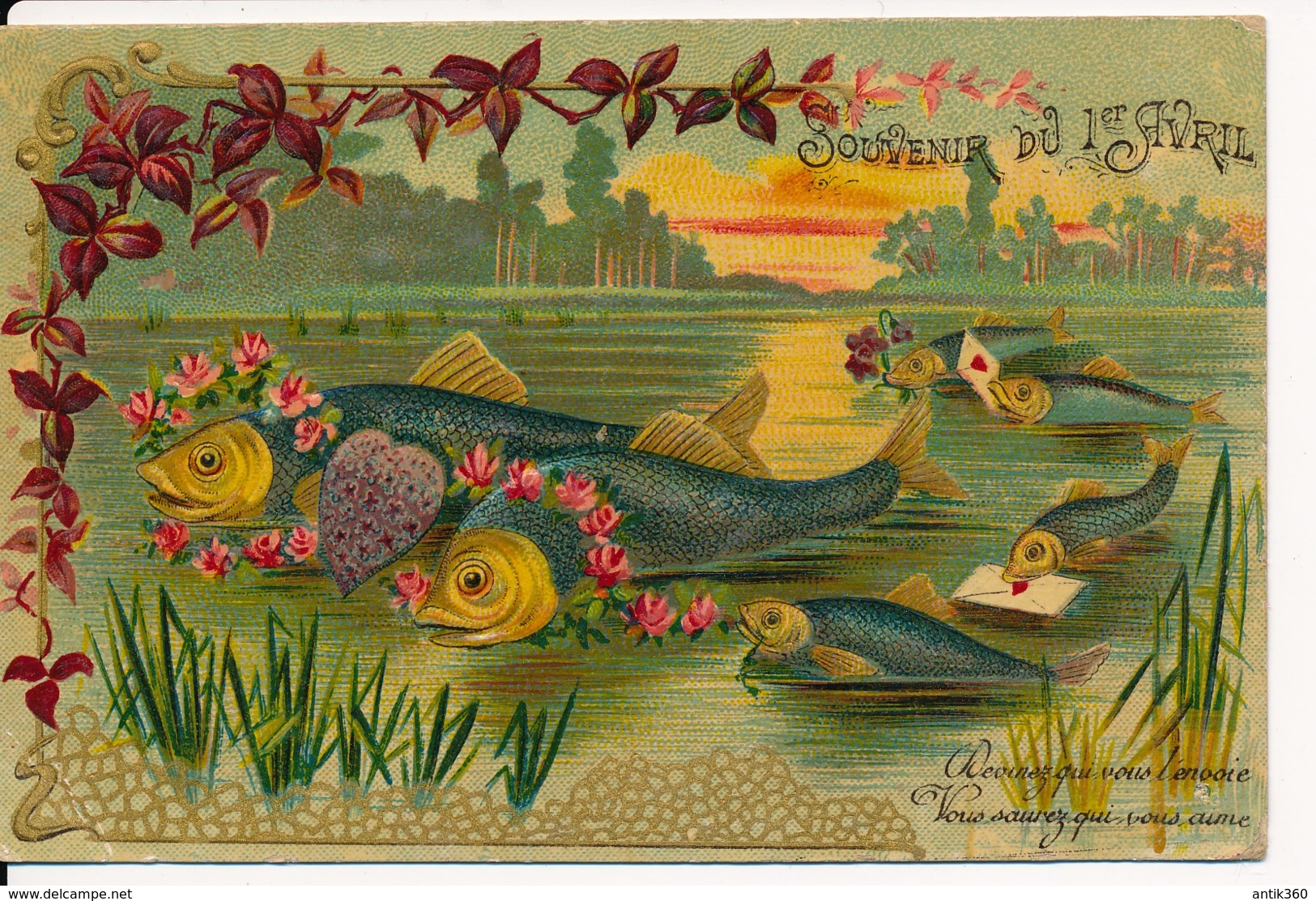 CPA 1er Avril Famille De Poissons Belle Carte Gaufrée - 1er Avril - Poisson D'avril