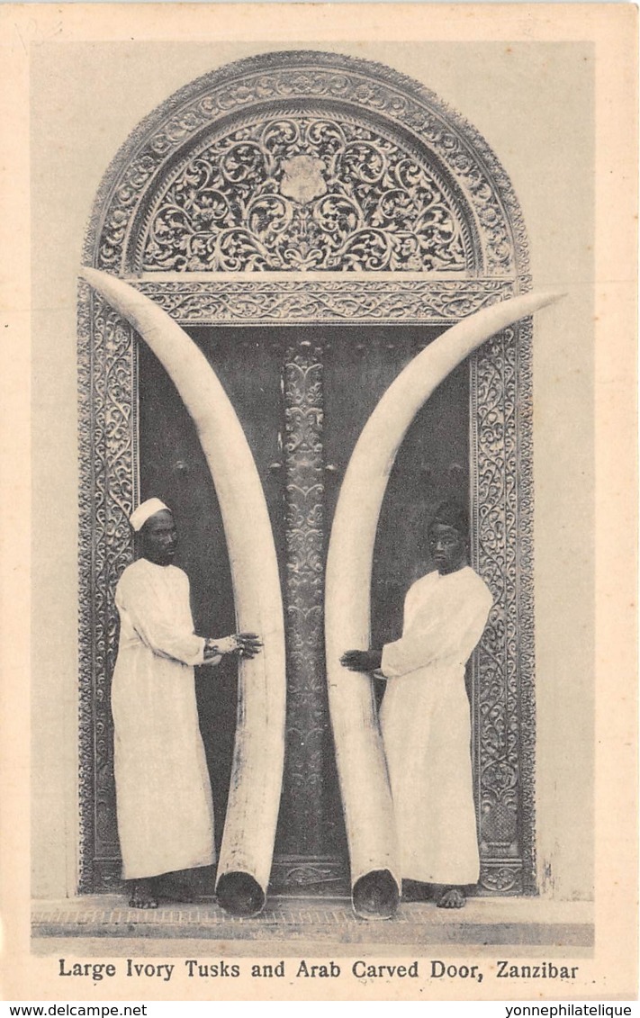 Zanzibar - Ethnic / 50 - Large Ivory Tusks And Arab Carved Door - Tanzania