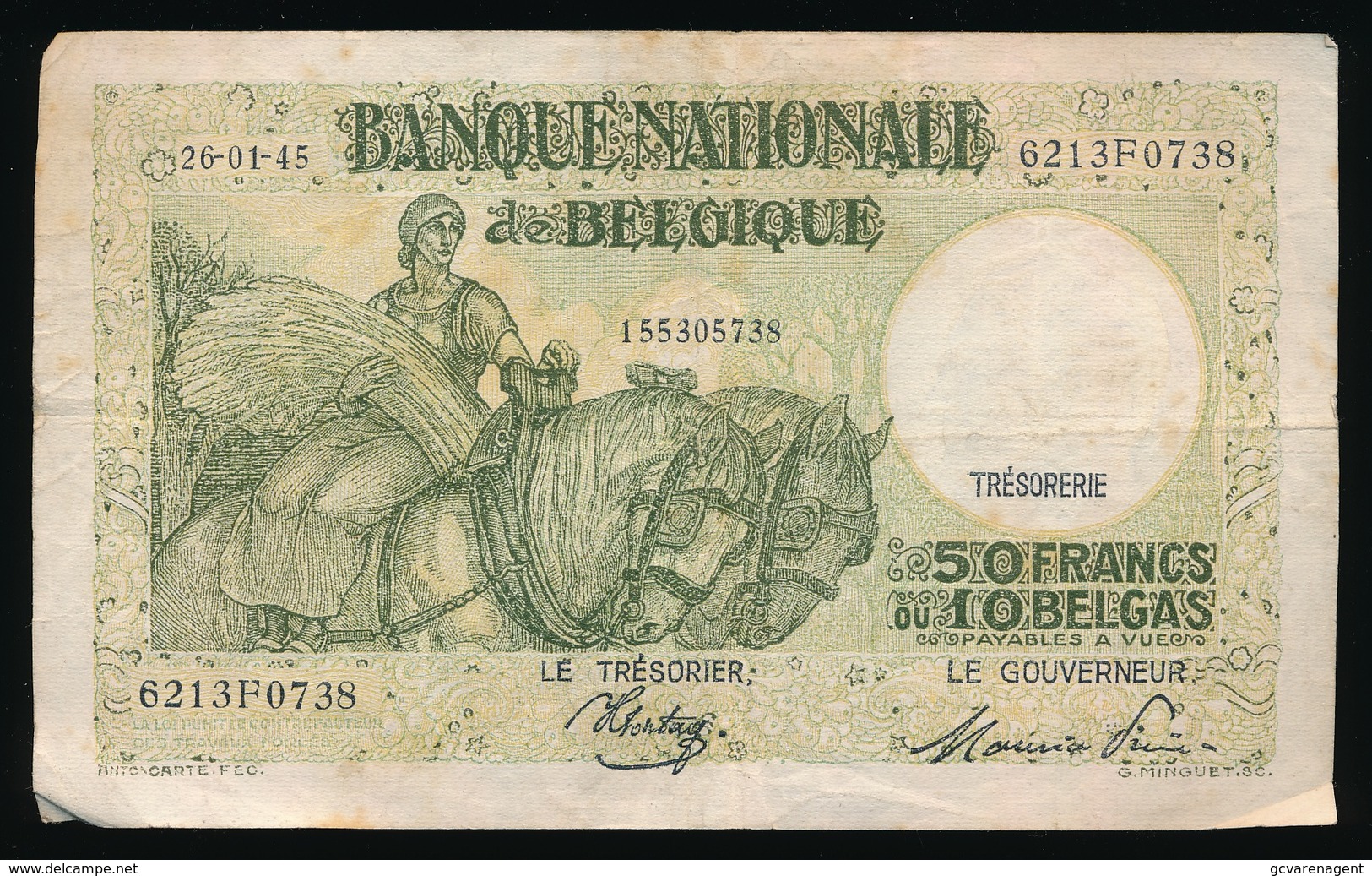 50 FRANK OF 10 BELGA   2 SCANS - 50 Francs-10 Belgas