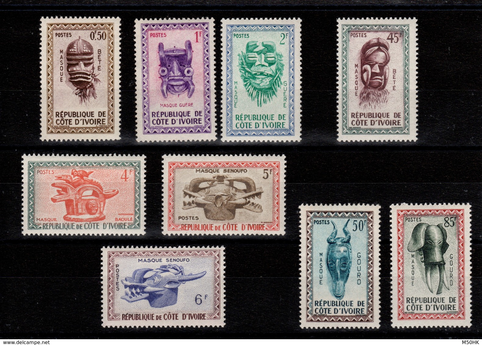 Cote D'Ivoire - YV 181 à 189 N** Complete - Masques - Côte D'Ivoire (1960-...)