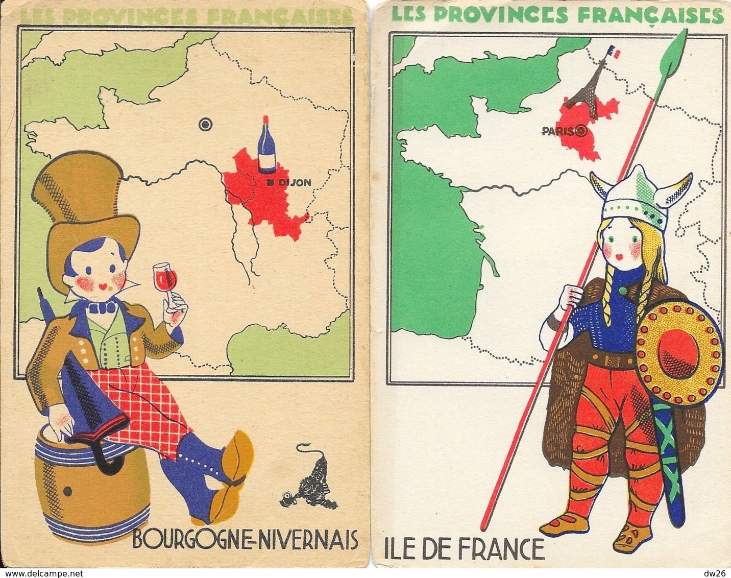 Publicité Produits Eclipse (cirage) - Les Provinces Française: Ile De France, Bourgogne - Lot De 2 Cartes Format CPA - Autres & Non Classés