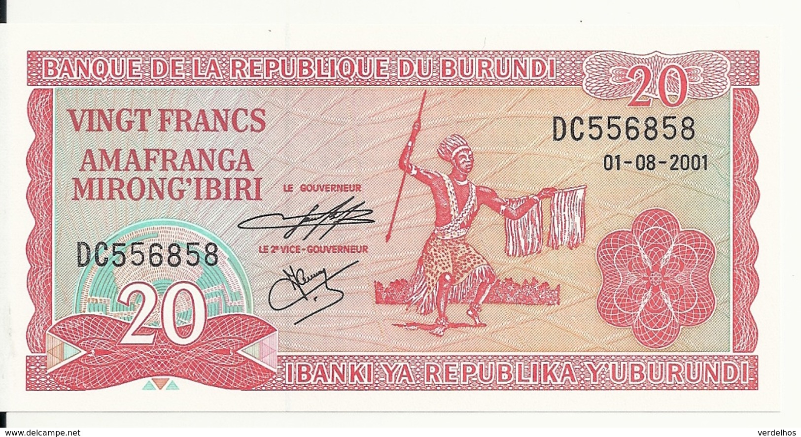 BURUNDI 20 FRANCS 2001 UNC P 27 D - Burundi