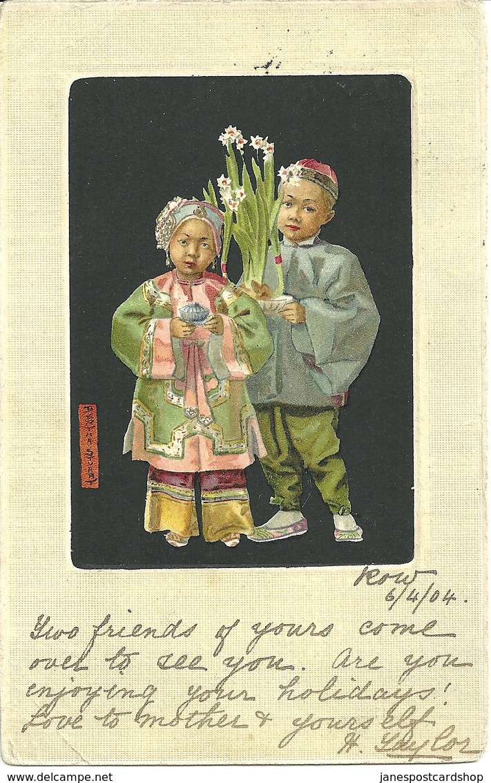 CHINESE CHILDREN - EARLY CARD - POSTED 1904 FROM GLASGOW - Other & Unclassified
