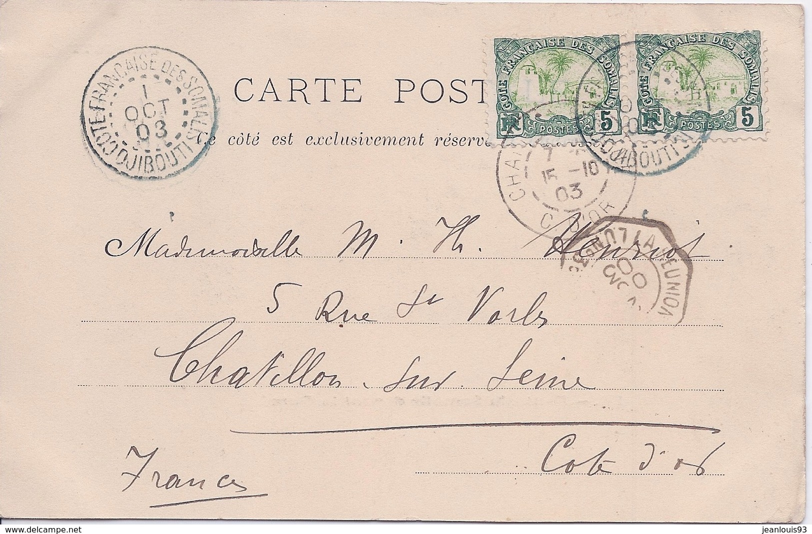 COTE DES SOMALIS - CPA CARTE POSTALE 1903 - Lettres & Documents