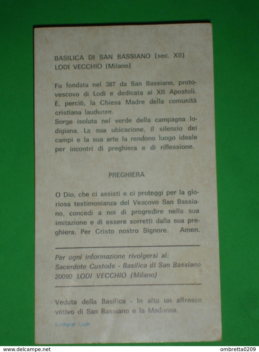 Cm.14x8/ Veduta Basilica S.BASSIANO Vescovo/in Alto Affresco Votivo Del Santo E Madonna/LODI VECCHIO Santino Lodigraf - Santini