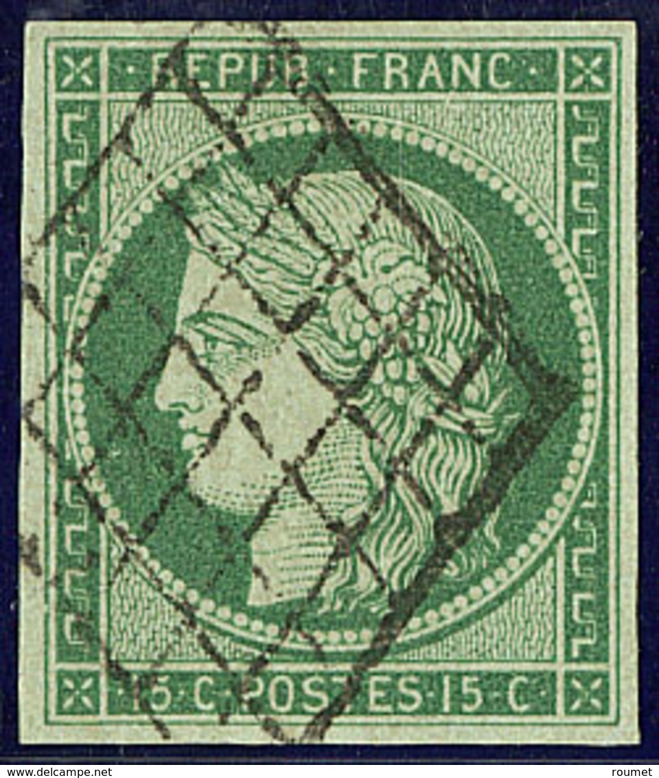 No 2b, Vert Foncé, Obl Grille, Jolie Pièce. - TB. - R - 1849-1850 Cérès