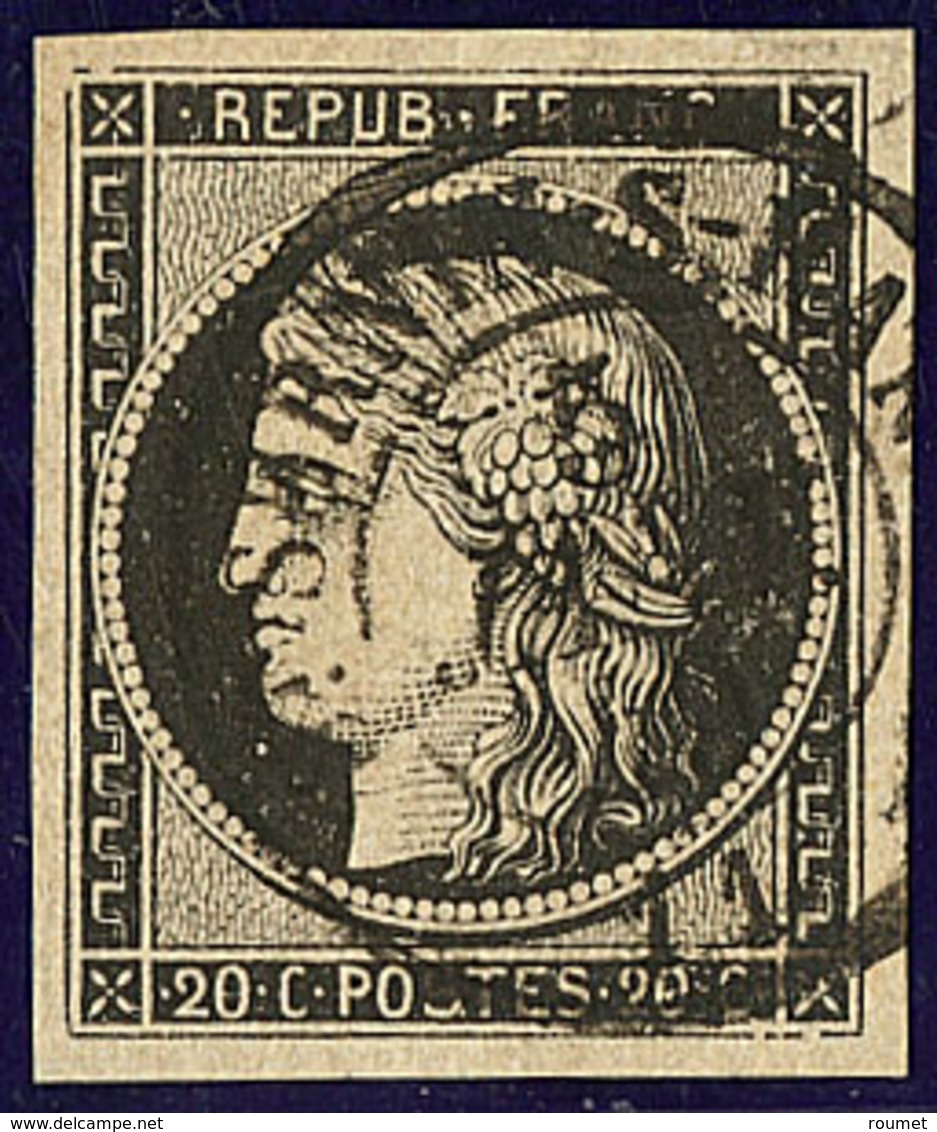 Oblitérations Sur 20c Noir. Cad Noir Type 15. 5 Janv De St Sernin S. Rance, Sur N°3, Jolie Pièce. - TB - 1849-1850 Ceres