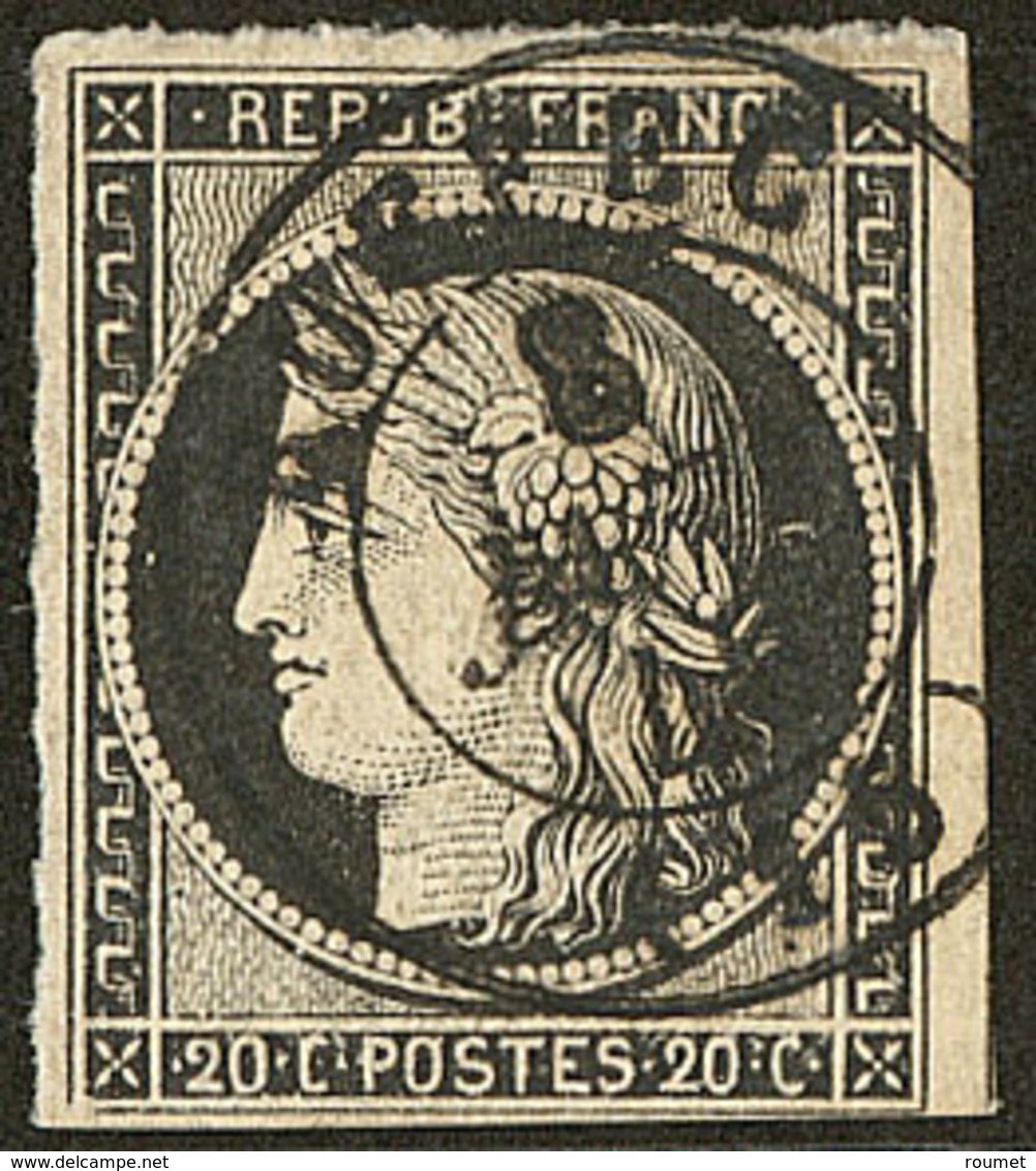 Oblitérations Sur 20c Noir. Cad Noir Type 15. 8 Janv De Ruffec, Un Voisin, Sur N°3. - TB - 1849-1850 Ceres