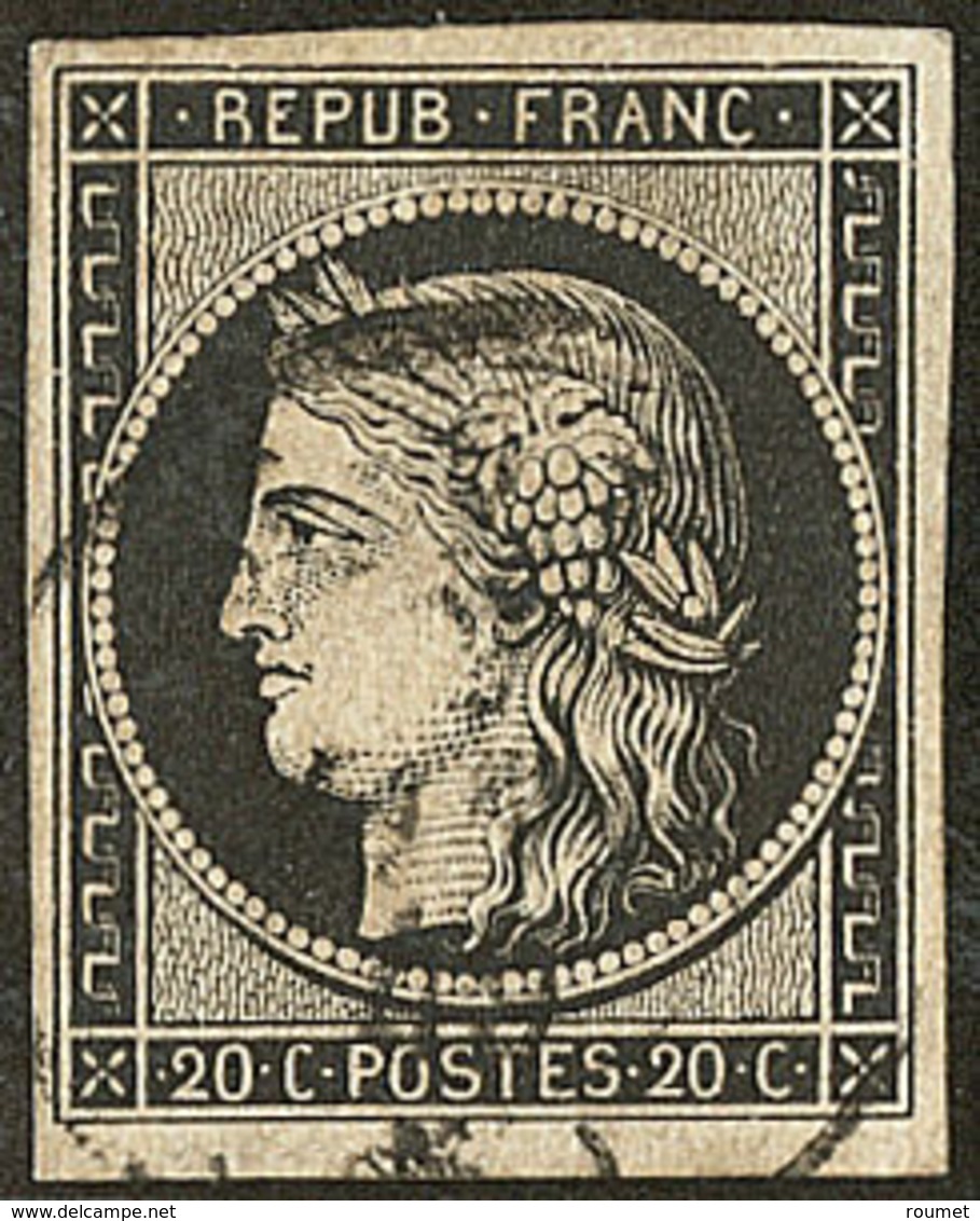 Oblitérations Sur 20c Noir. Cad Noir Type 15. Sur N°3. - TB - 1849-1850 Cérès