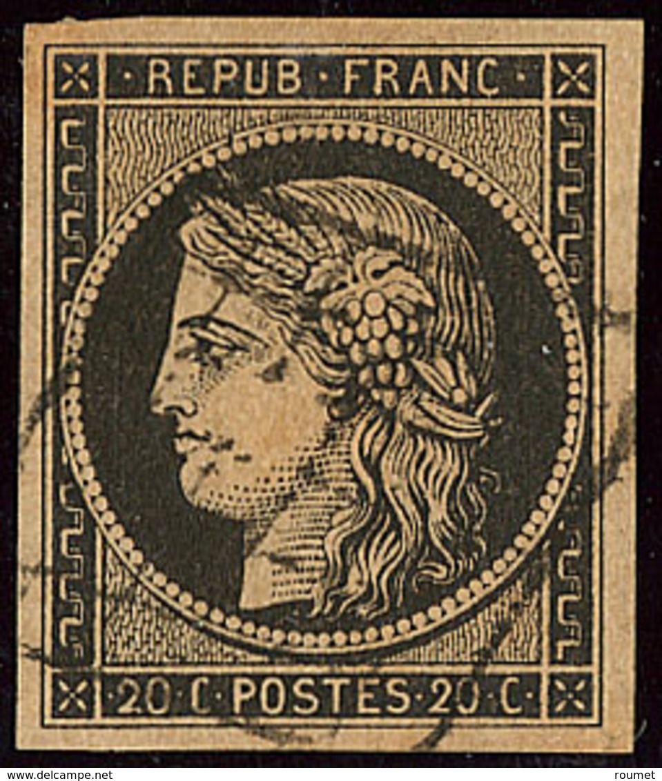 No 3g, Noir Sur Chamois Très Foncé, Obl Grille, Jolie Pièce. - TB - 1849-1850 Ceres