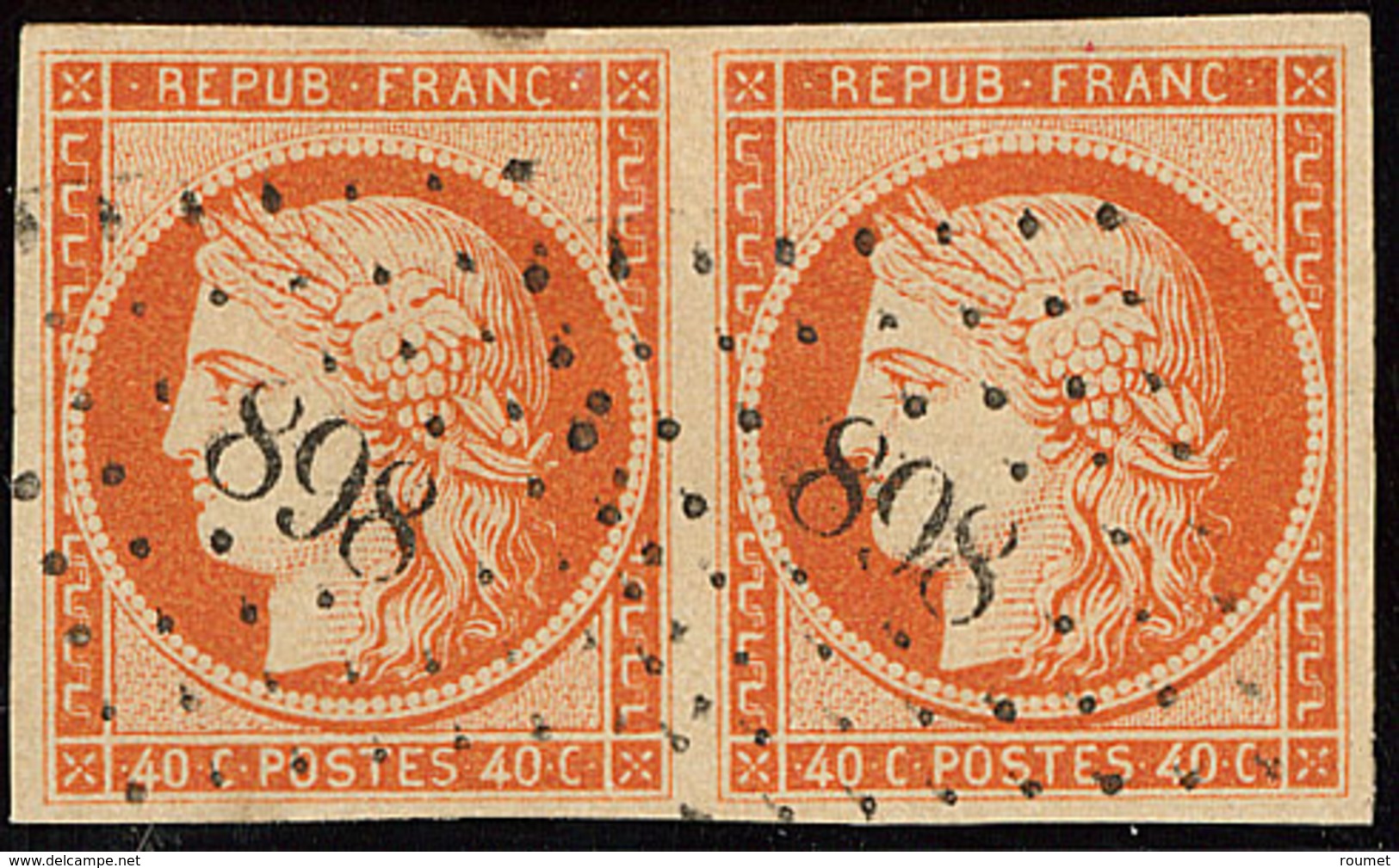 No 5, Paire, Nuance Foncée, Obl Pc 898, Jolie Pièce. - TB - 1849-1850 Cérès