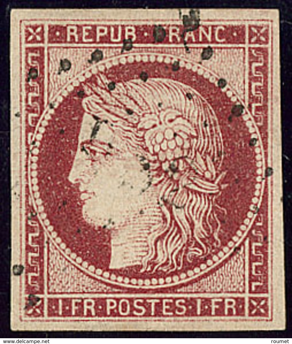 No 6, Carmin, Obl "DS 2", Jolie Pièce. - TB. - R - 1849-1850 Cérès