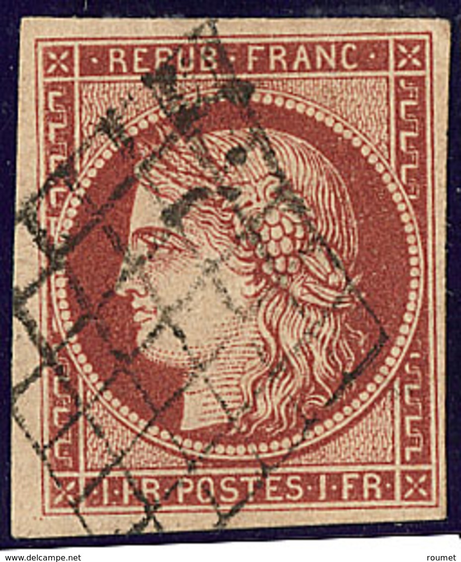 No 6A, Rouge Brun, Obl Grille, Jolie Pièce. - TB. - R - 1849-1850 Cérès