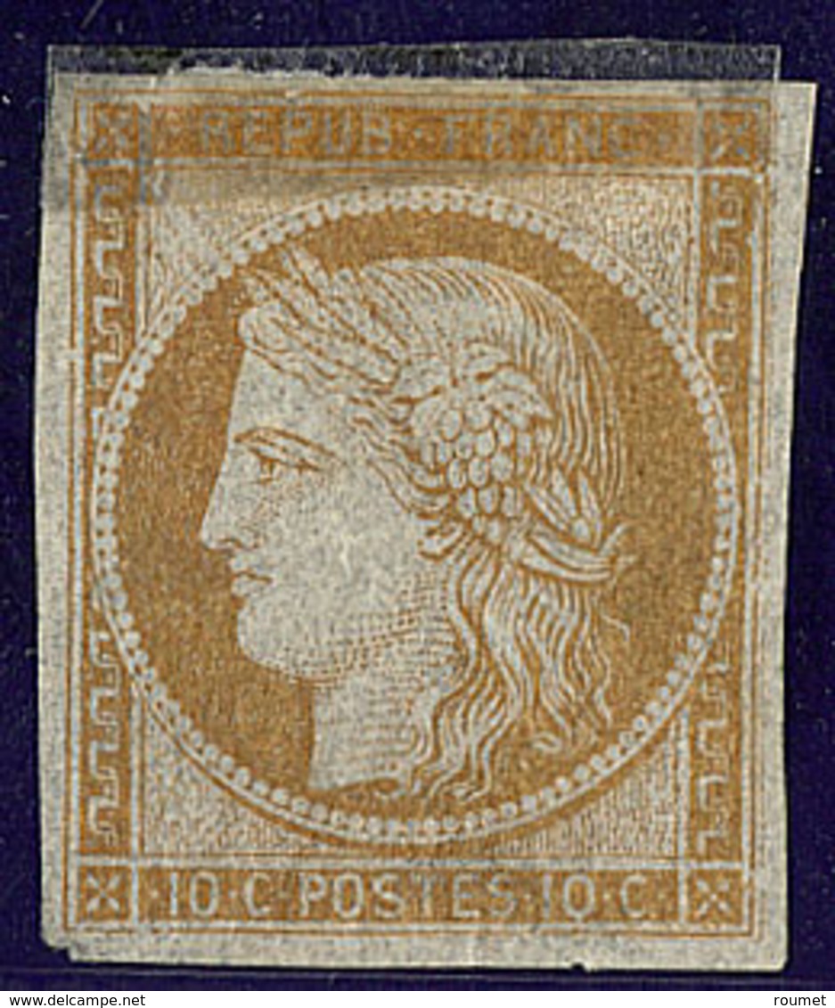 (*) Essais. 10c Bistre Papier Pelure, Petit Bout De Scotch Collé Sur Le Timbre Mais TB D'aspect - 1849-1850 Ceres