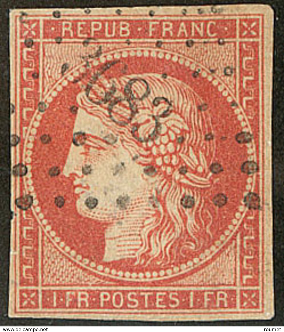 Faux. Vermillon Vif. No 7a, Obl Pc 3683, TB D'aspect - 1849-1850 Cérès