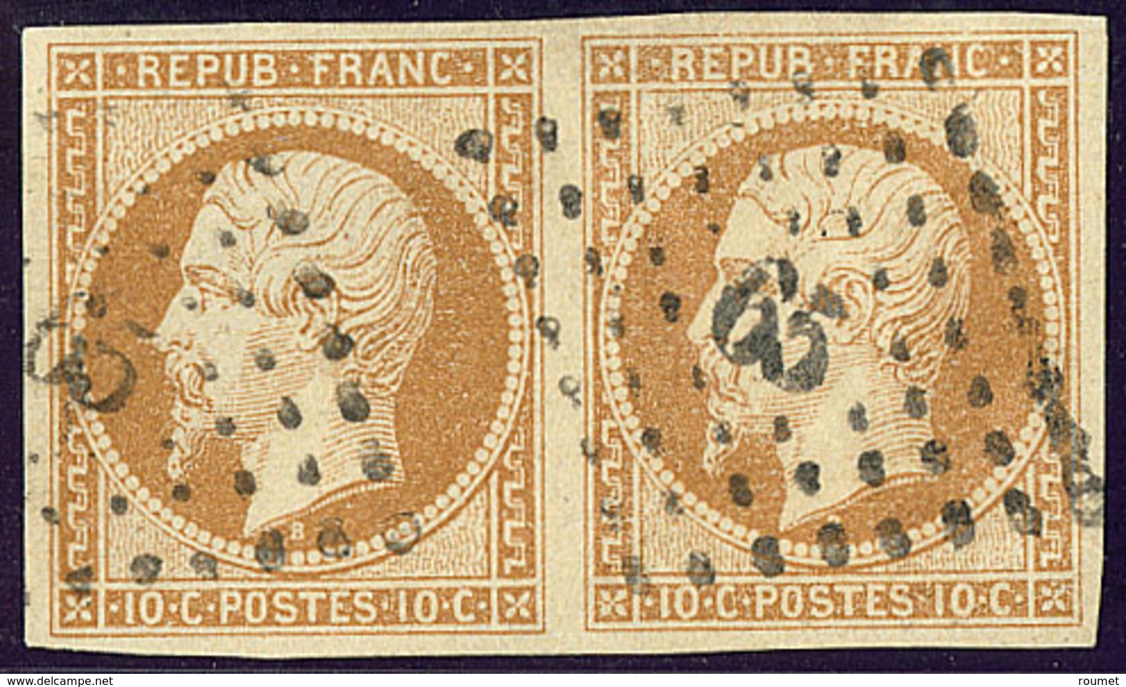 No 9, Paire Obl Pc 65. - TB - 1852 Louis-Napoléon