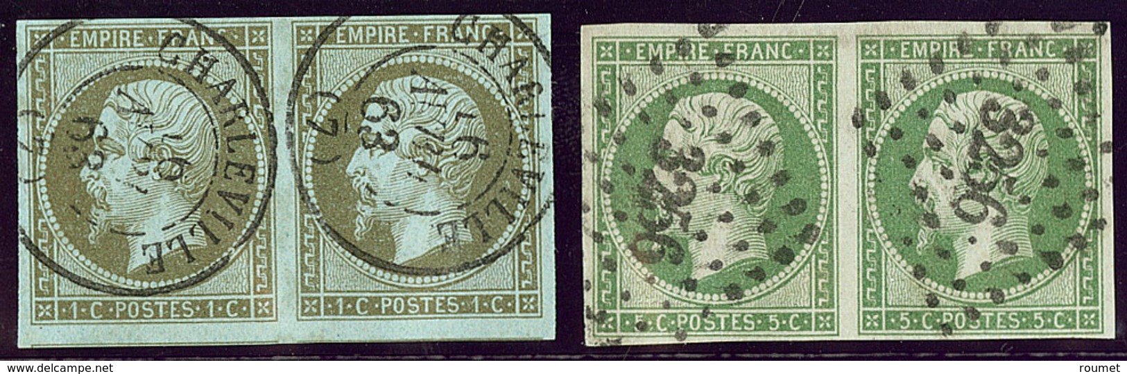 Nos 11, 12, Tous Deux En Paire. - TB - 1853-1860 Napoleon III