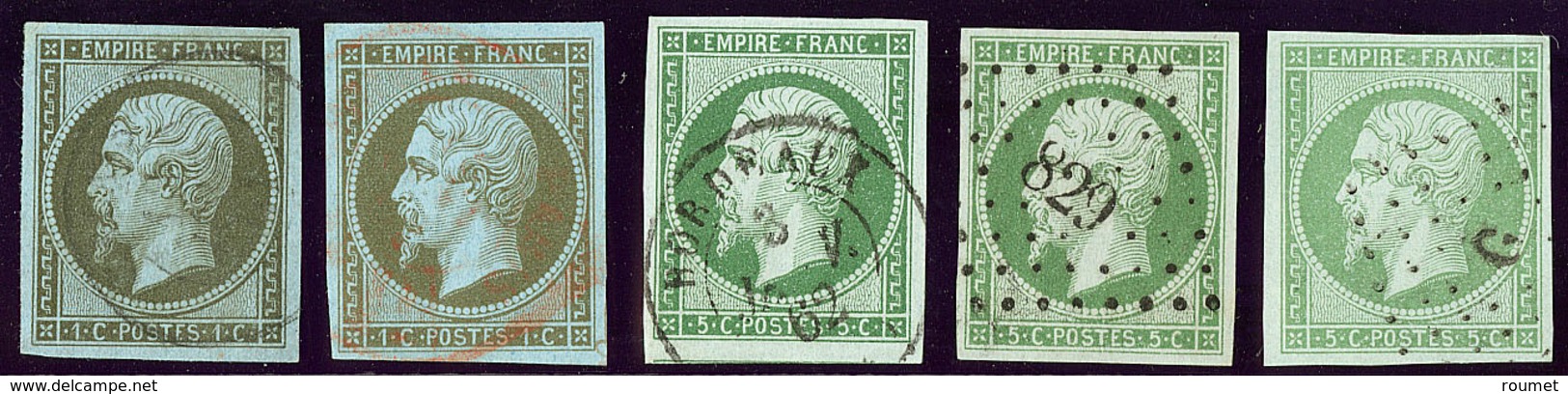 Nos 11 (2), 12 (3), Nuances Et Obl. - TB - 1853-1860 Napoleon III