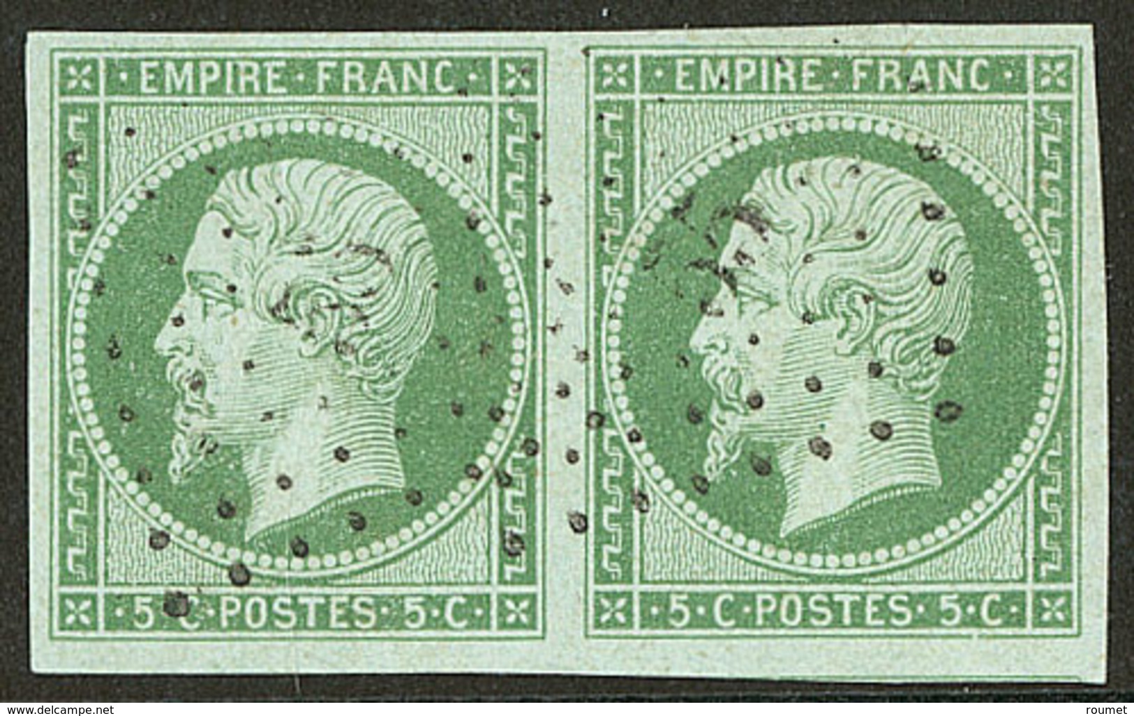 No 12, Paire Obl Pc 55, Ex Choisi. - TB - 1853-1860 Napoléon III