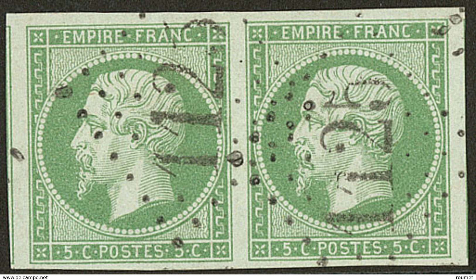 No 12, Paire, Deux Voisins, Obl Gc 1125, Ex Choisi. - TB - 1853-1860 Napoleon III