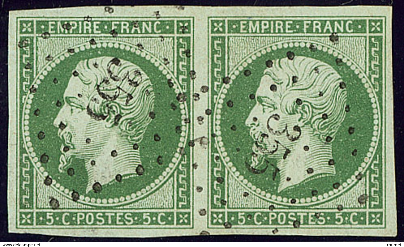 No 12b, Paire Obl Pc 355, Jolie Pièce. - TB - 1853-1860 Napoléon III.