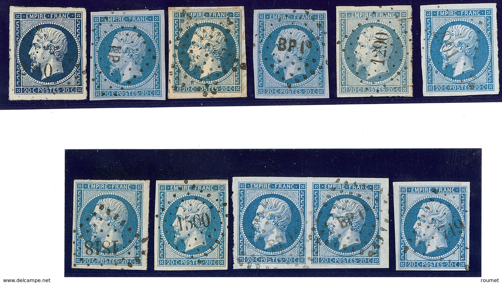 Nos 14A (5), 14B (6 Dont Paire), Nuances Et Obl Diverses, Ex Choisis. - TB - 1853-1860 Napoleon III
