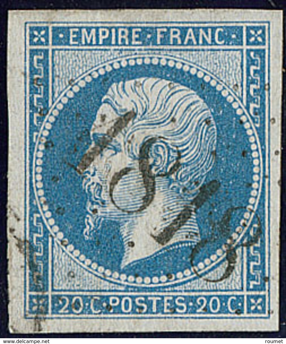 No 14B, Bleu, Obl Cachet D'essai Gc 1818 Délié De Lyon, Belle Frappe. - TB (cote Maury) - 1853-1860 Napoléon III.