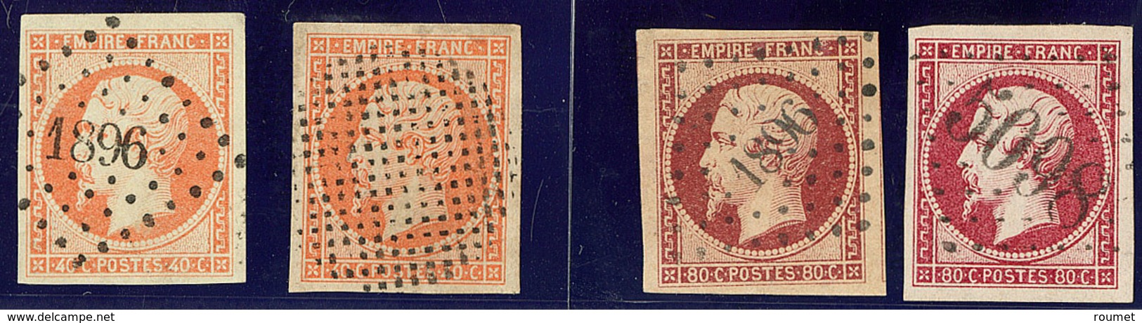 Nos 16 (2 Dont Un Obl Pointillés), 17Ac (deux Voisins), 17Ba Obl Gc 5098, Ex Choisis. - TB - 1853-1860 Napoleon III