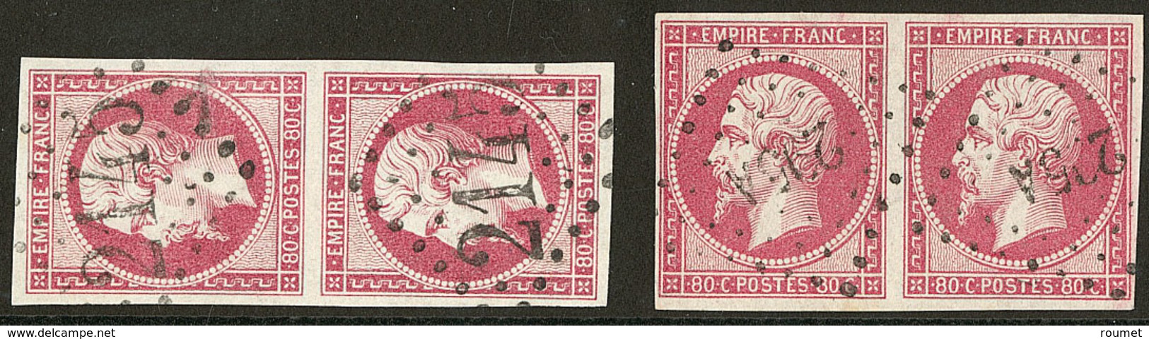 Nos 17A Paire Verticale Obl Gc, 17B Paire Obl Pc 295A De Bayonne St Esprit. - TB - 1853-1860 Napoléon III