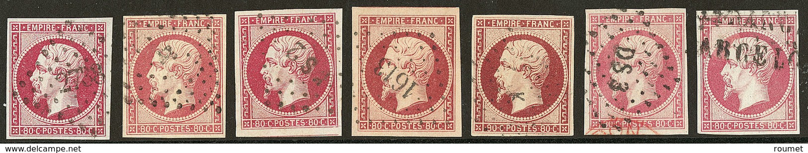 Nos 17A (2), 17B (5), Nuances Et Obl. - TB - 1853-1860 Napoleon III