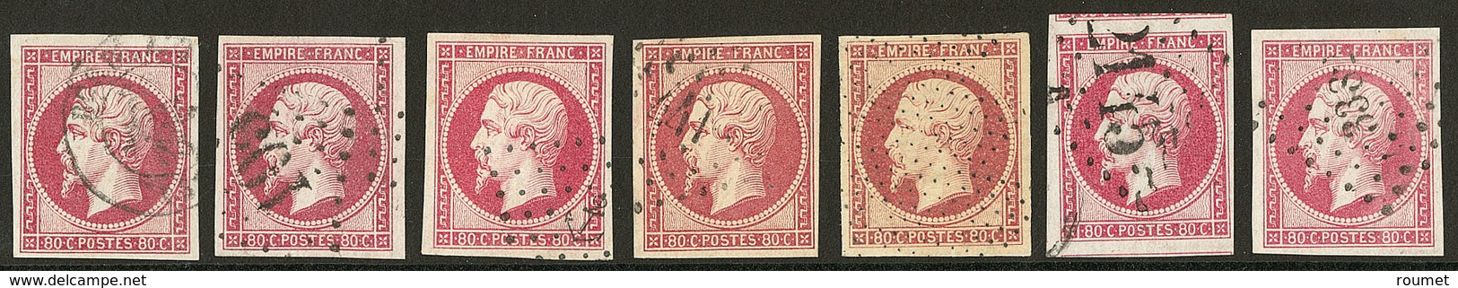 Nos 17A (2), 17B (5), Nuances Et Obl. - TB - 1853-1860 Napoleon III