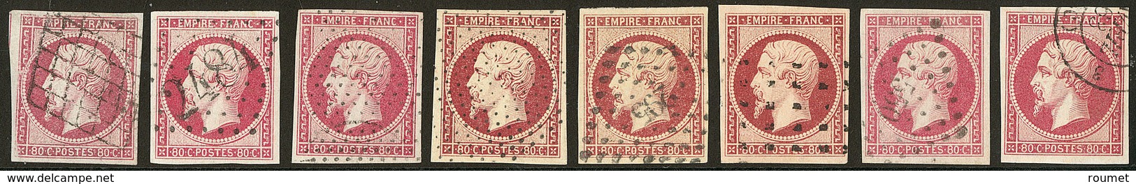 Nos 17A (3), 17B (5), Nuances Et Obl. - TB - 1853-1860 Napoleon III