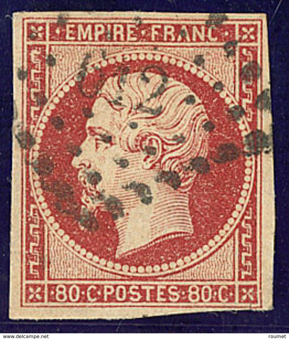 Vermillonné. No 17Ad, Obl Pc 612, Fente, TB D'aspect - 1853-1860 Napoleon III