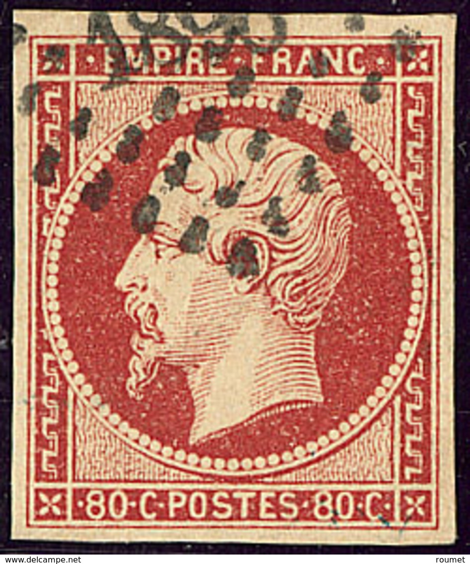 Vermillonné Foncé. No 17Ar, Obl Pc. - TB - 1853-1860 Napoléon III