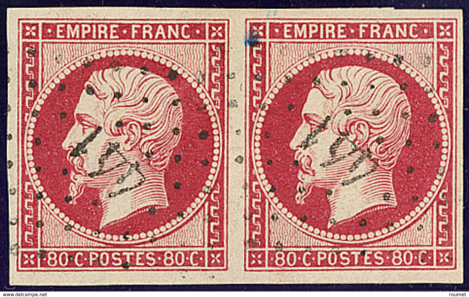 No 17B, Paire Obl Pc 441, Pièce Choisie. - TB - 1853-1860 Napoléon III