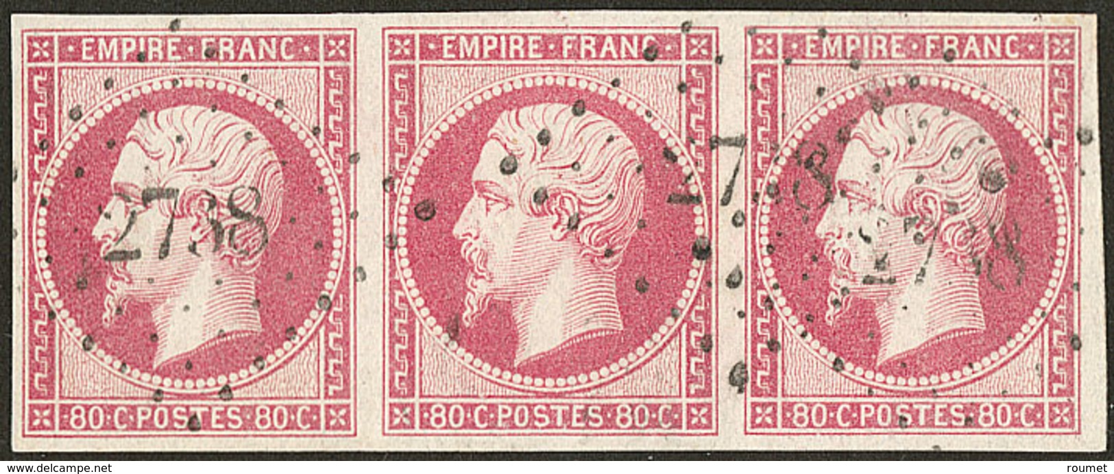 No 17B, Bande De Trois Obl Pc 2738, Jolie Pièce. - TB - 1853-1860 Napoleon III