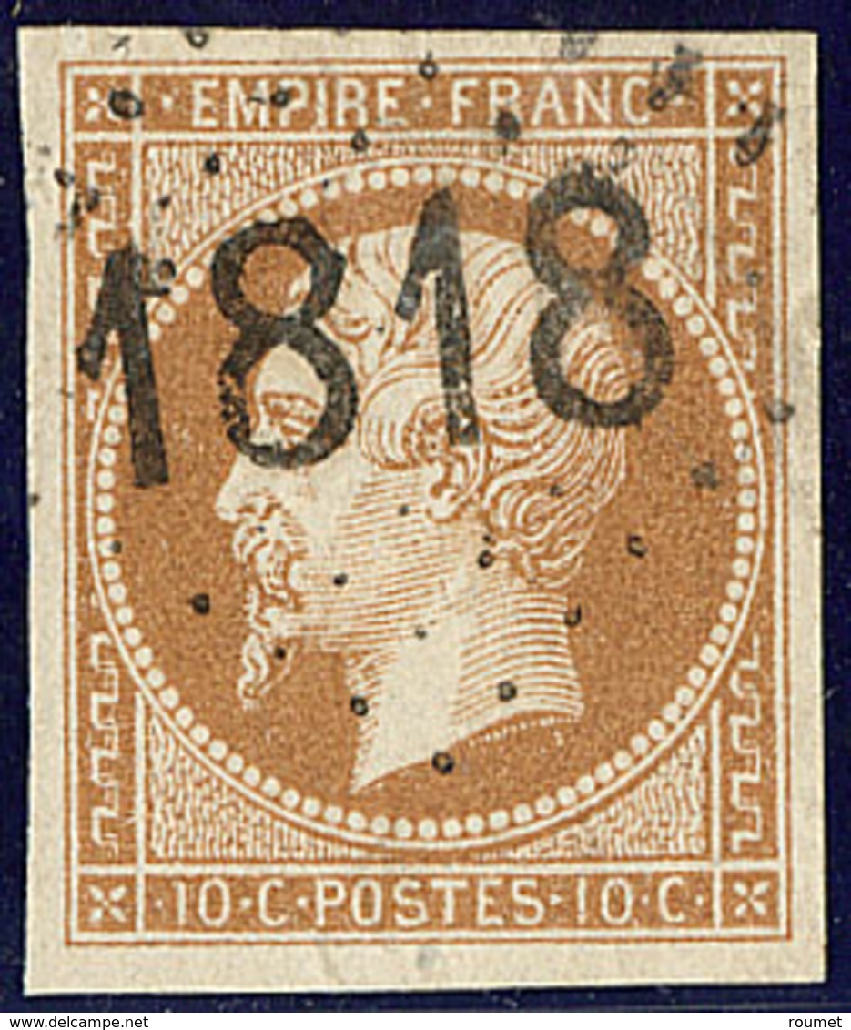 Oblitérations. Cachet D'essai De Lyon, Gc 1818 Bâton. No 13B, Ex Choisi. - TB (cote Maury) - 1853-1860 Napoleon III