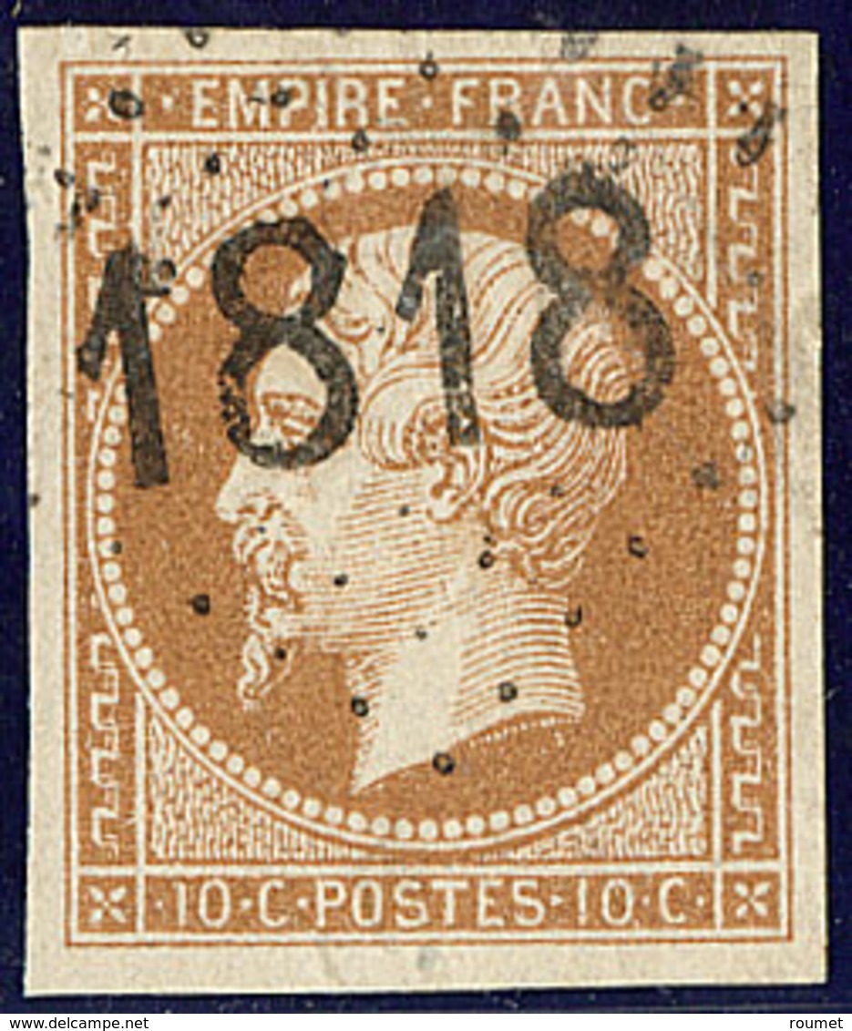 Oblitérations. Cachet D'essai De Lyon, Gc 1818 Bâton. No 13B, Ex Choisi. - TB (cote Maury) - 1853-1860 Napoléon III.