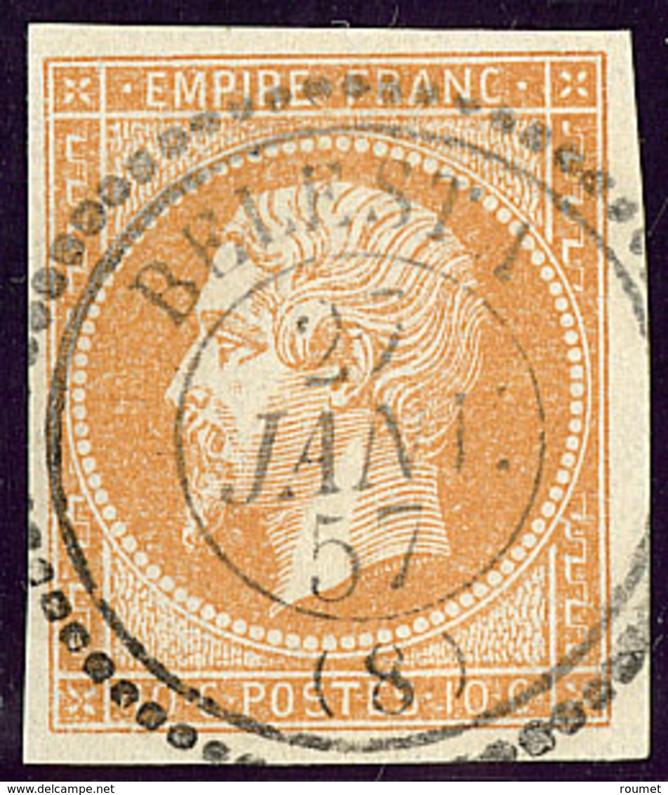 Oblitérations. Cad Perlé. No 13Ab, Bistre-orange, Obl Cad Belesti. - TB - 1853-1860 Napoléon III