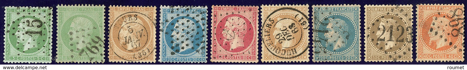 Nos 20 (2), 21, 22, 24, 28B, 29B, 30, 31, Nuances Et Obl Diverses, Ex Choisis. - TB - 1862 Napoleon III