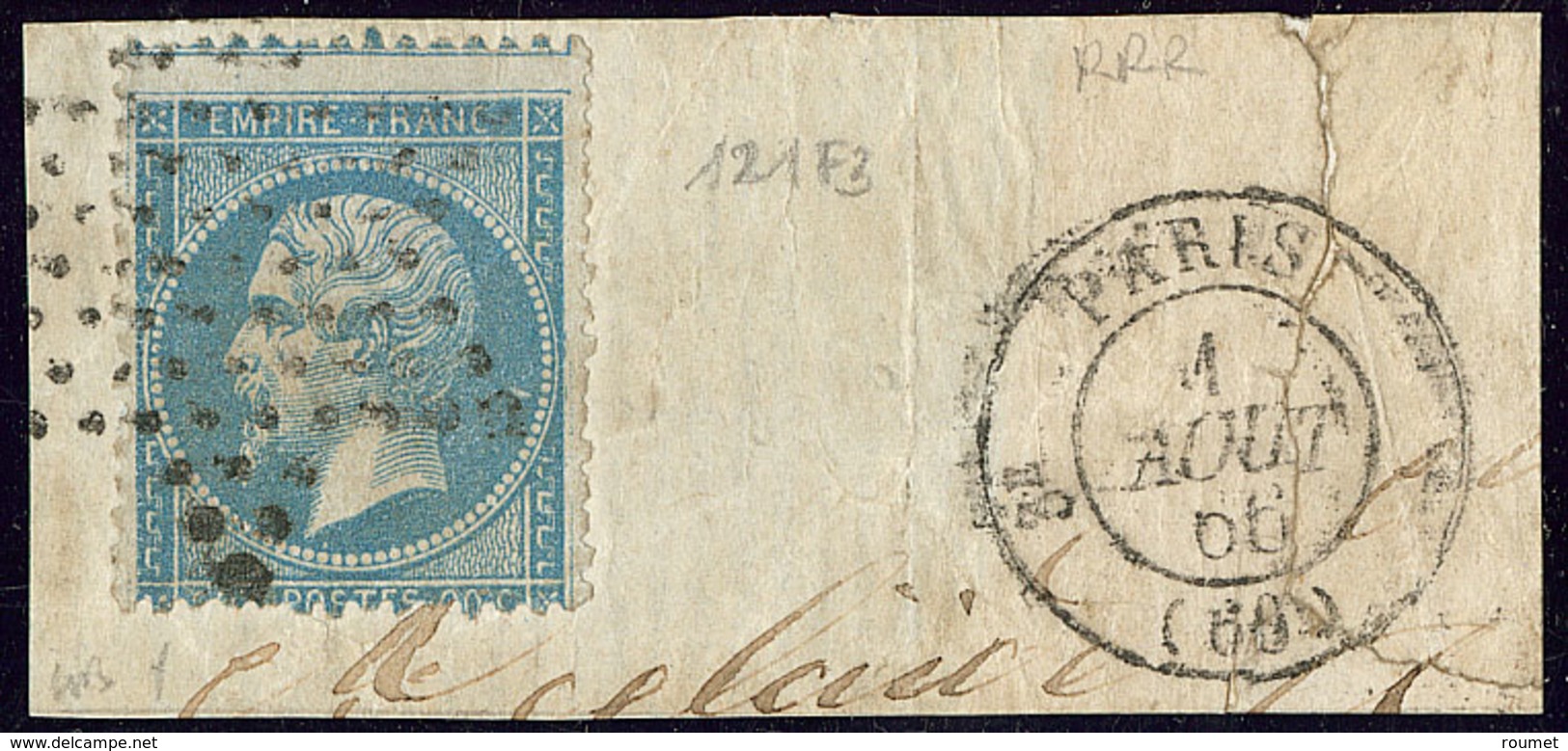 Retouche De Meinerzhagen. No 22, Case 121F3, Obl étoile Sur Petit Fragment Avec Cad Paris Août 66. - TB. - R - 1862 Napoleon III