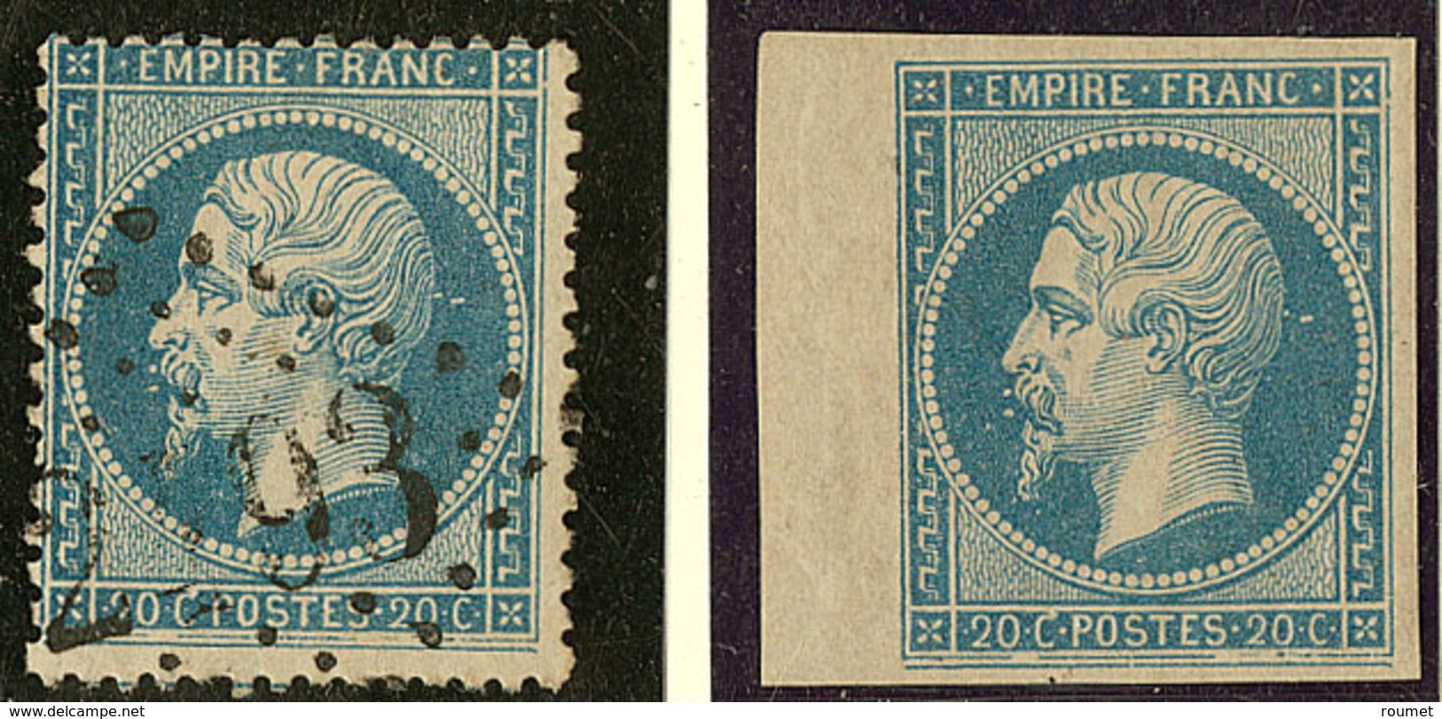 * Non Dentelé. No 22g, Case 131A4, Bdf, + Un Ex Case 131A4 Dentelé Obl Pour Comparaison. - TB. - R - 1862 Napoleon III