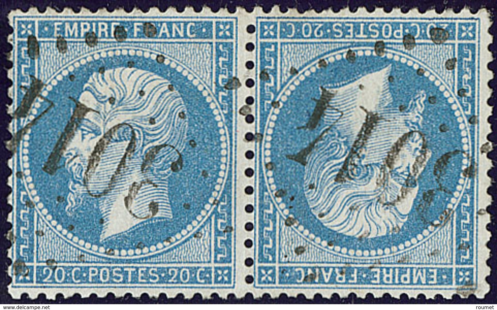 Tête-bêche. No 22b, Paire Obl Gc 3014. - TB. - R - 1862 Napoleon III