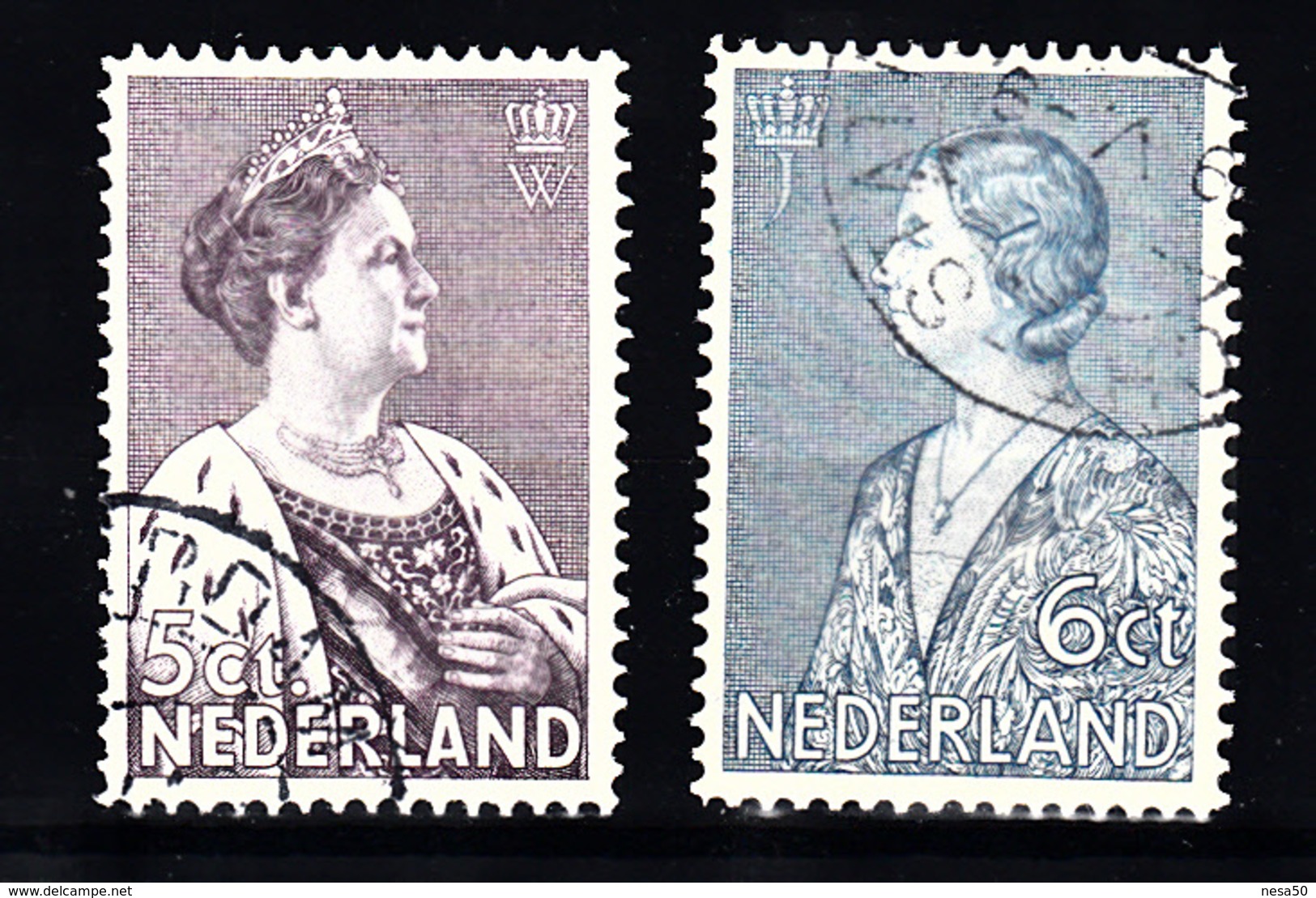 Nederland 1934 Nvph Nr 265 + 266, Mi Nr 272 + 273 ; Crisiszegels, Koningin Wilhelmina + Prinses Juliana - Gebruikt