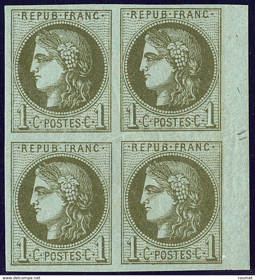 ** No 39Ia, Olive Foncé, Bloc De Quatre Bdf, Très Frais. - TB - 1870 Uitgave Van Bordeaux