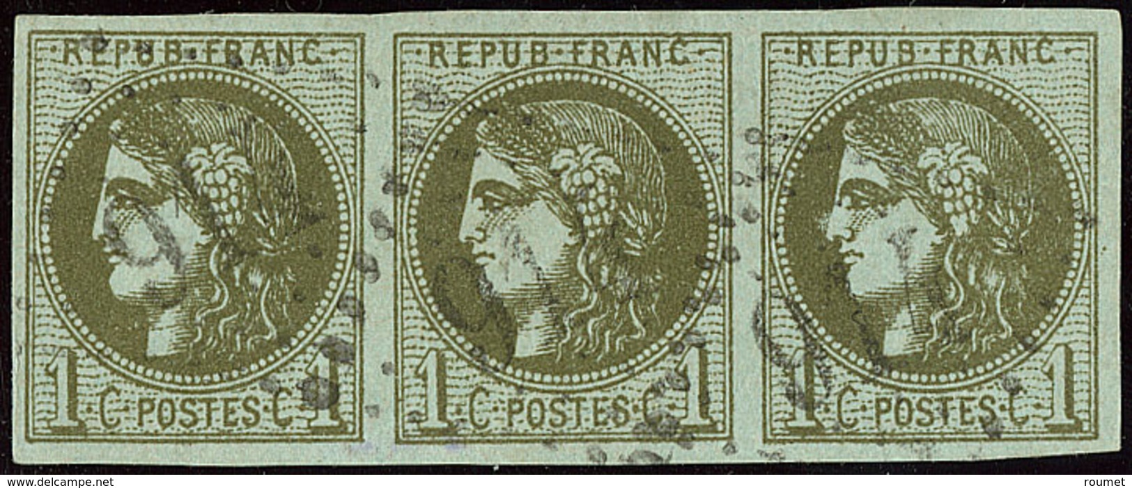 No 39IIf, Bande De Trois Pos. 8-10, Jolie Pièce. - TB - 1870 Emission De Bordeaux