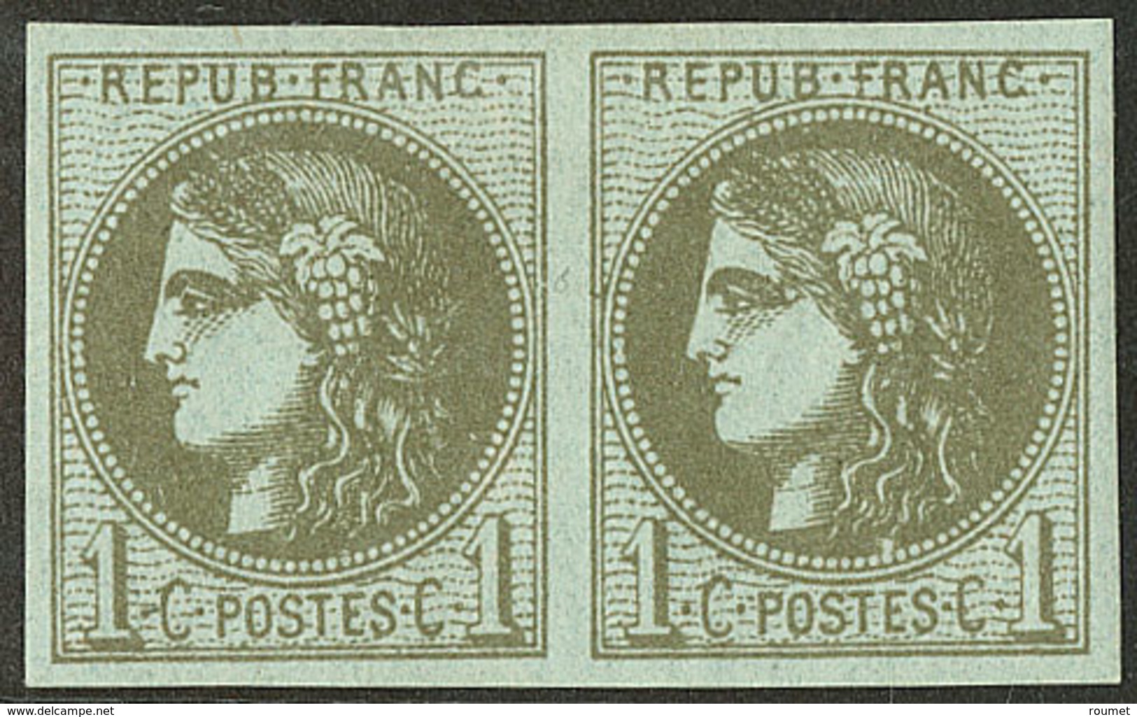 * No 39IIIj, Olive, Paire, Très Frais. - TB - 1870 Emission De Bordeaux