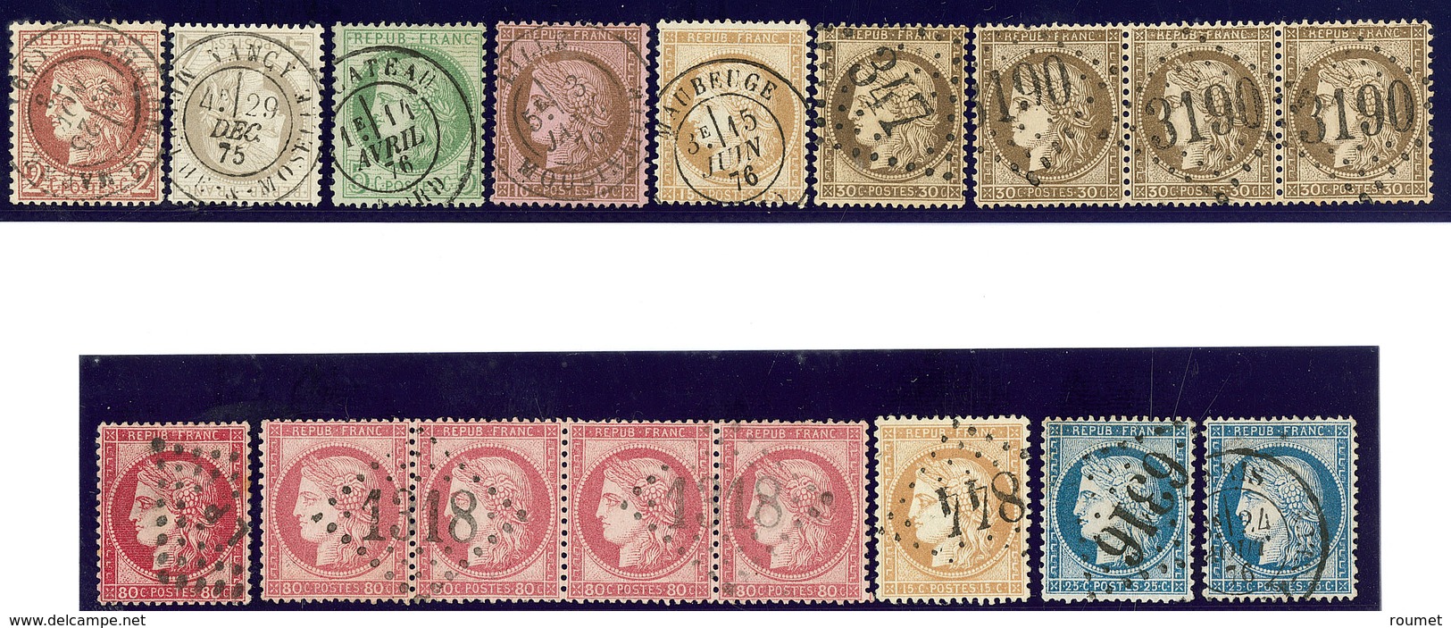 Nos 51 à 55, 56 (4), 57 (5), 59, 60A, 60C, Ex Choisis. - TB - 1871-1875 Cérès