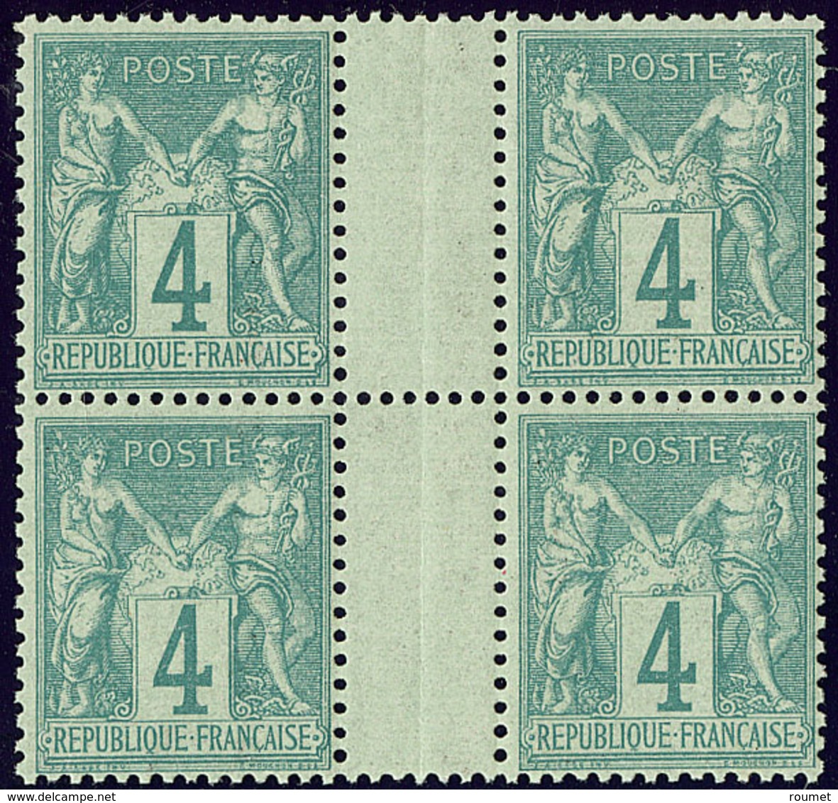 ** No 63, Bloc De Quatre Interpanneaux, Très Frais. - TB - 1876-1878 Sage (Type I)